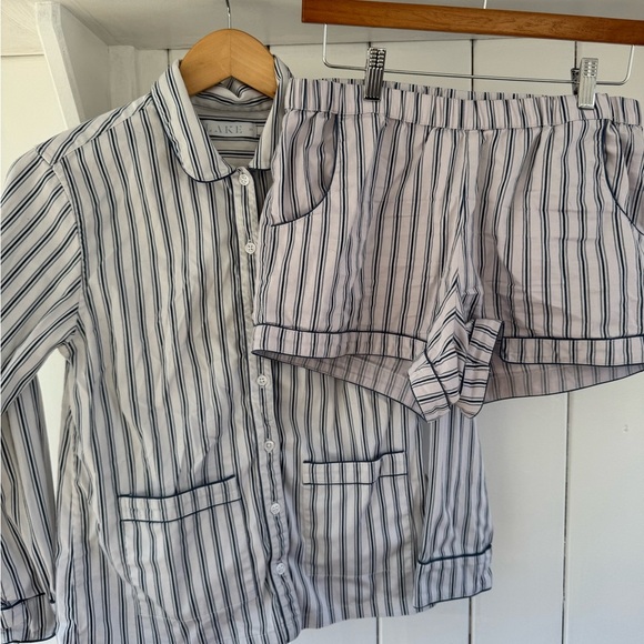 Striped Button-Up Pajama Top (shorts included for free) - Picture 6 of 9